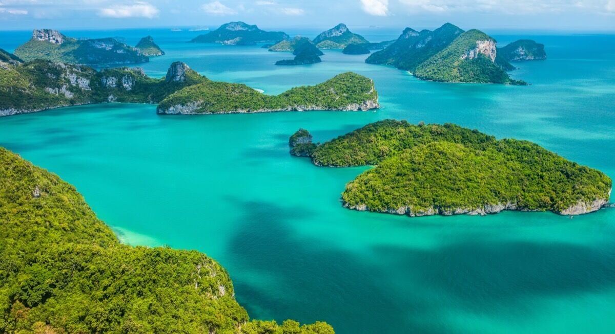 Panoramic view of Ang Thong National Marine Park from viewpoint