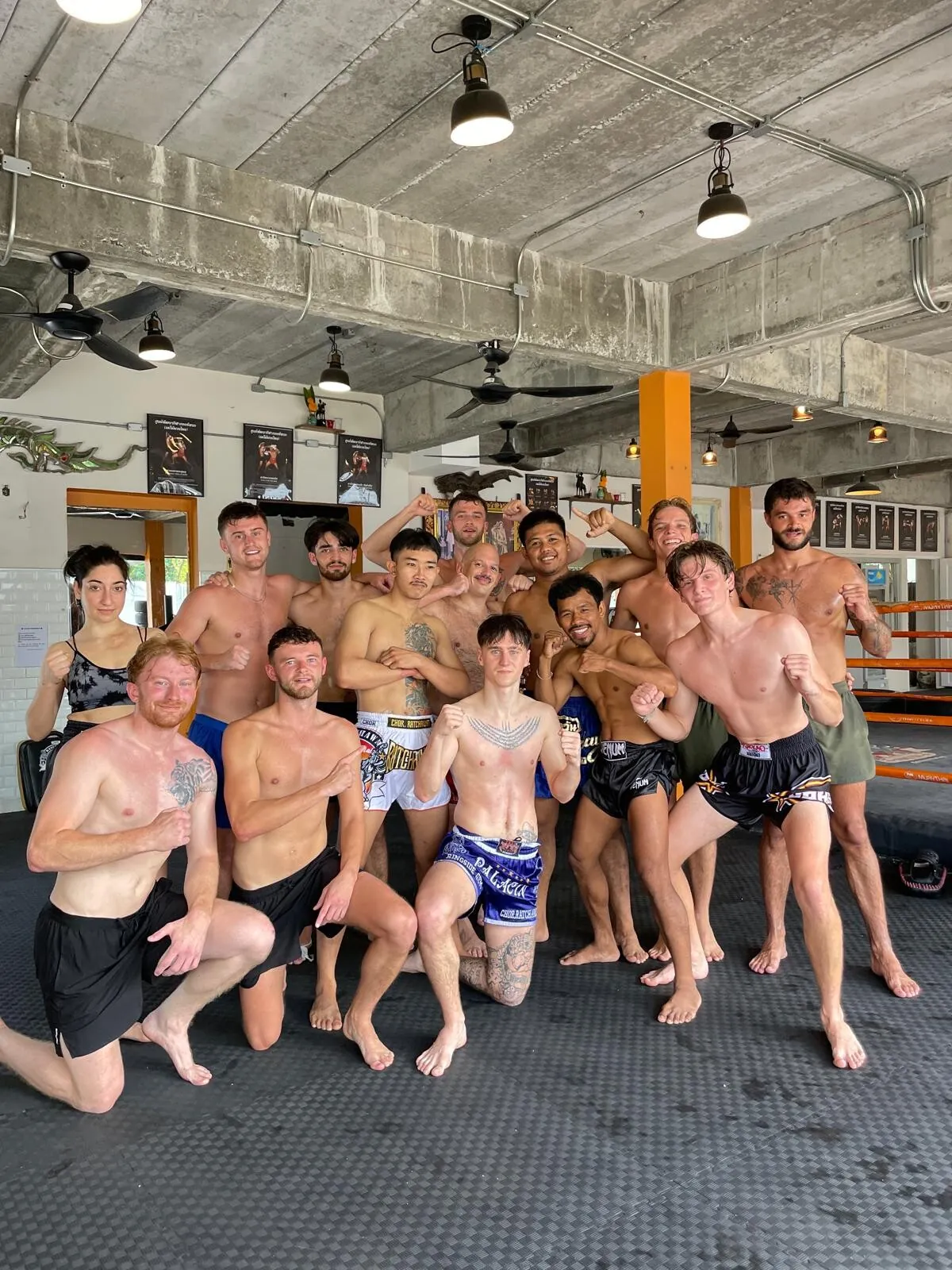 Group of Muay Thai students after training at the Bophut camp, Koh Samui